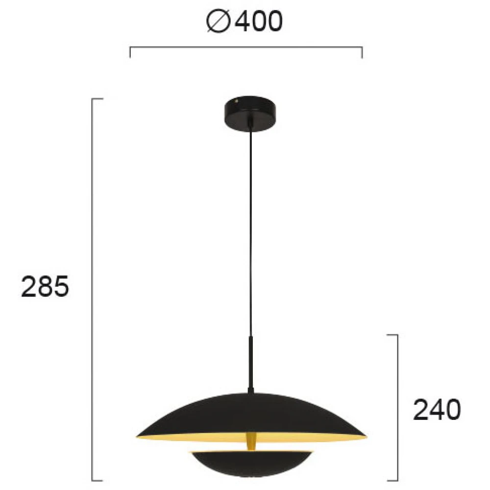 LED Κρεμαστό Φωτιστικό Σε Μαύρο Με Χρυσό 16W 955lm MONICA - Viokef