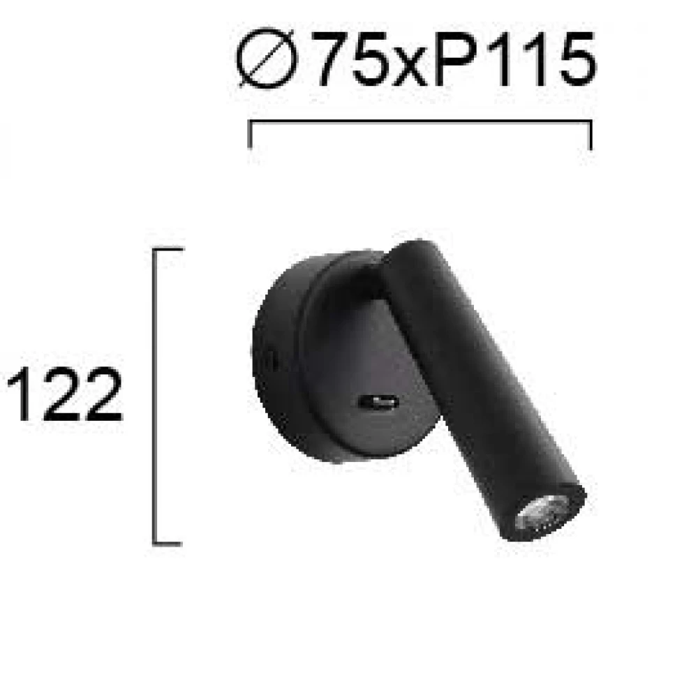 LED Απλίκα Reading light Με Διακόπτη Μαύρη 3W MYSTERY - VIOKEF