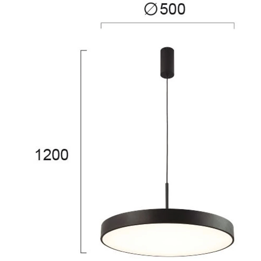 LED Κρεμαστό Φωτιστικό Μεταλλικό Σε Λευκό Χρώμα D500 40W 3000K/4000K with CCT switch MADISON VIOKEF