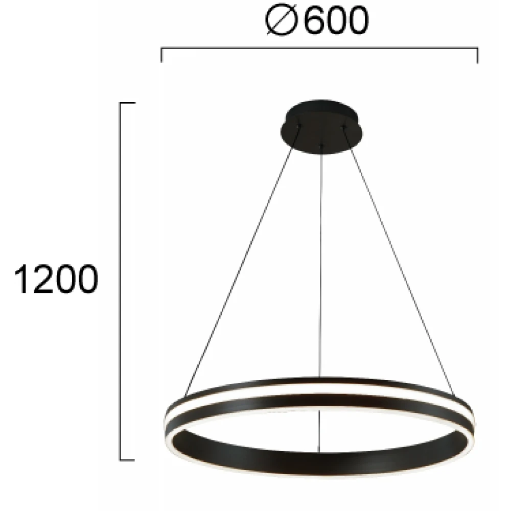 Κρεμαστό Φωτιστικό Μαύρο 52W Nesos - Viokef