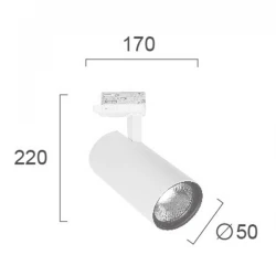 LED Φωτιστικό Αλουμινίου Για Track 4 Αγωγών / 3 Κυκλωμάτων Λευκό, 10W 750Lm 3000K, Nestor Track VIOKEF