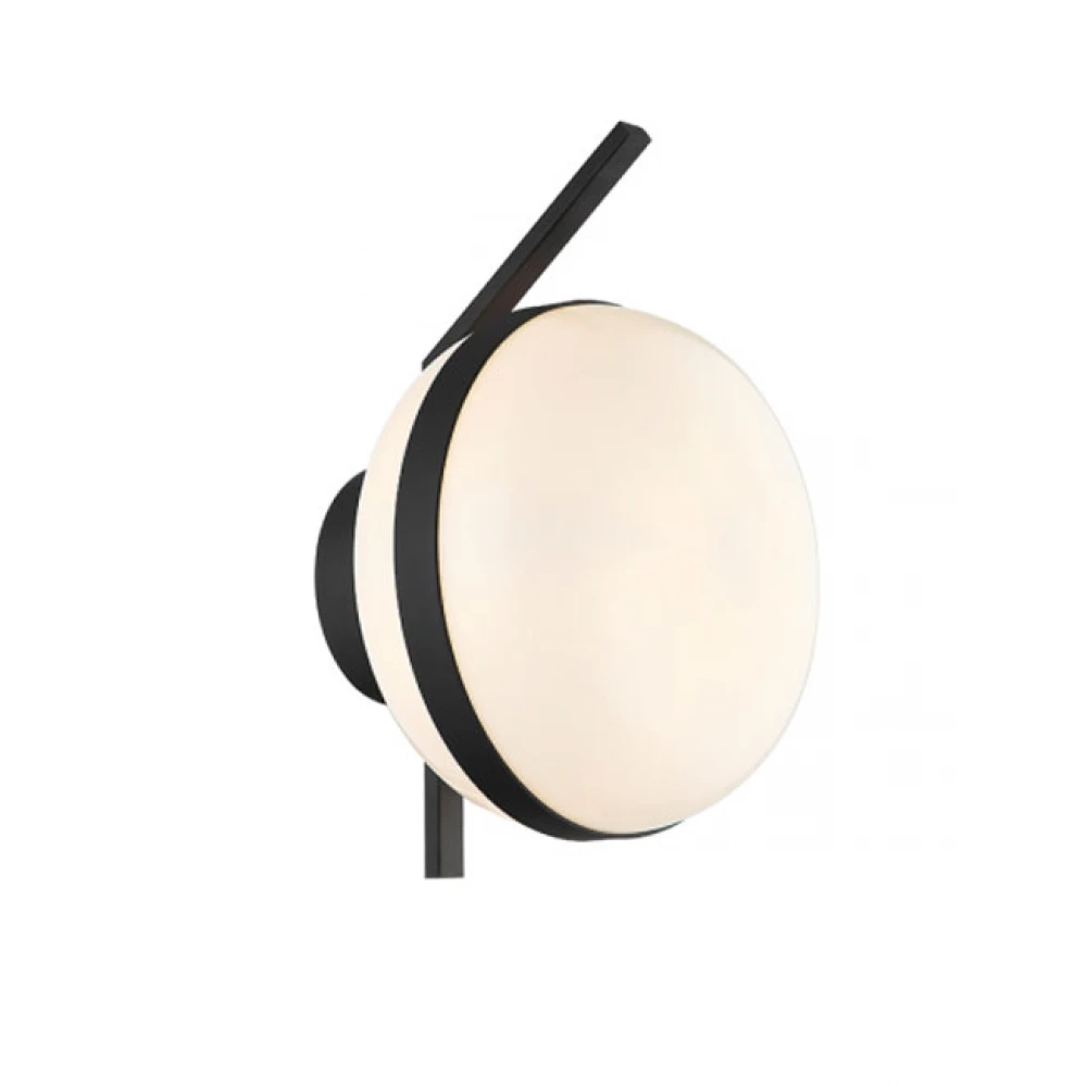 Απλίκα Μαύρη Μεταλλική Με Οπάλ Γυαλί 1xE27 PALMA - Viokef