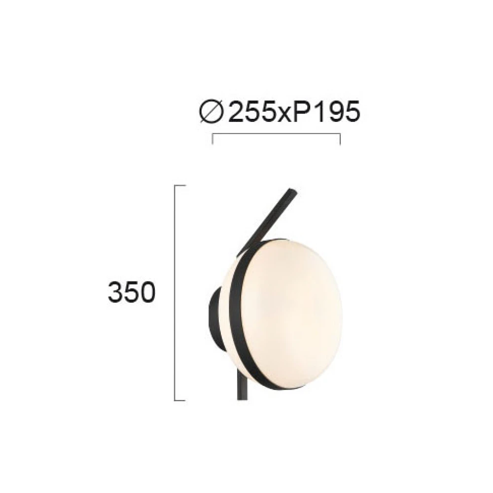 Απλίκα Μαύρη Μεταλλική Με Οπάλ Γυαλί 1xE27 PALMA - Viokef