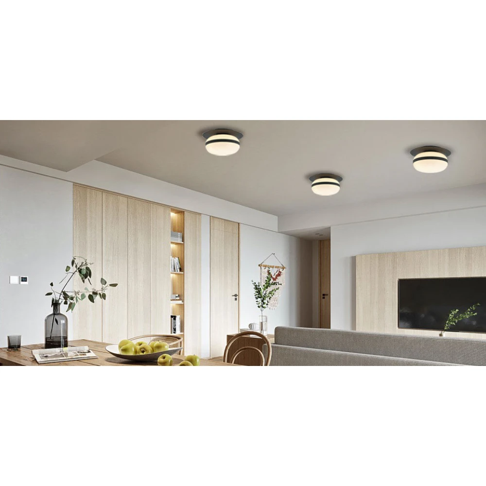 Πλαφονιέρα Μαύρη Μεταλλική Με Οπάλ Γυαλί 1xE27 PALMA - Viokef