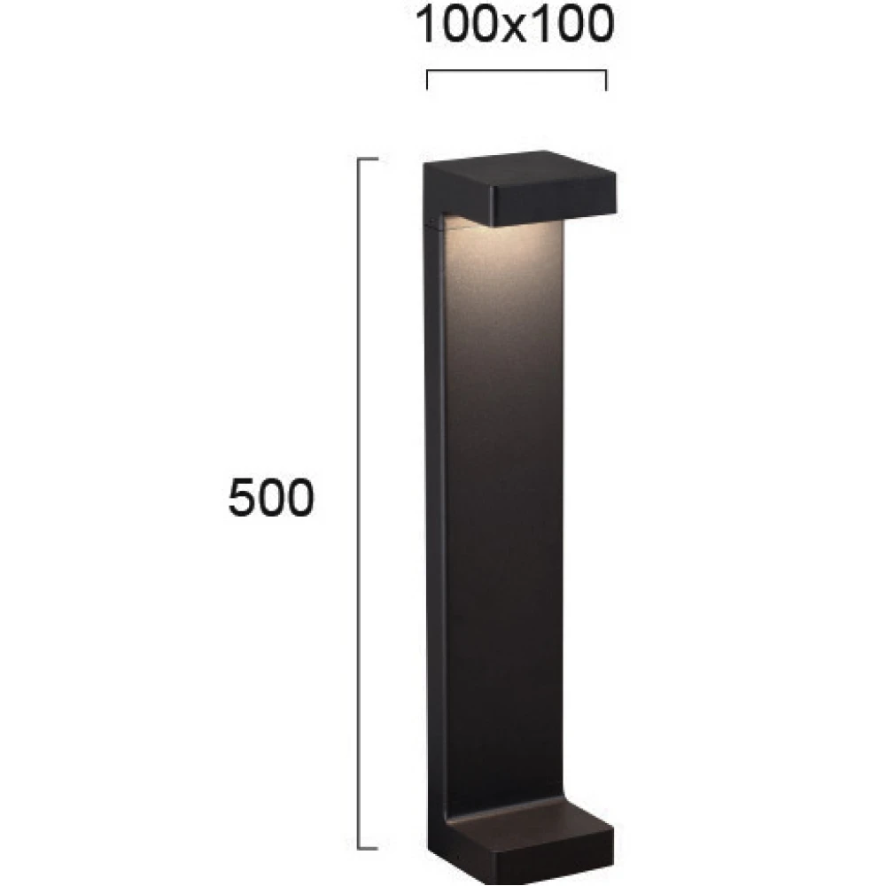 LED Στύλος Κήπου Σε Μαύρο Χρώμα 50cm 9W 507Lm 3000K IP54 QAUDRO - Viokef