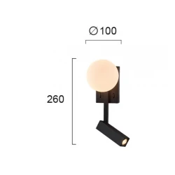 LED Απλίκα Ανάγνωσης Μαύρη 5W + 3W REFLECT - Viokef