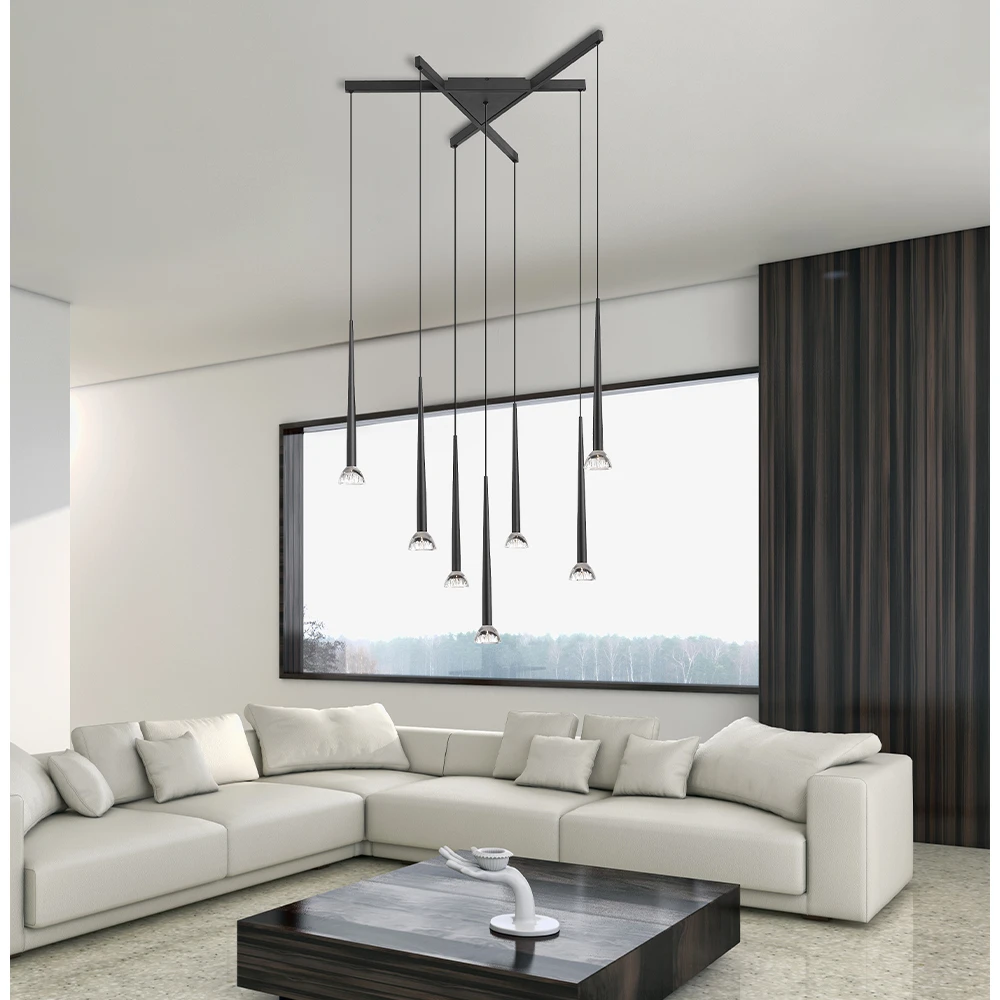 LED Κρεμαστό Φωτιστικό Μαύρο 7/Φωτο 44W CRI93 Rina - VIOKEF