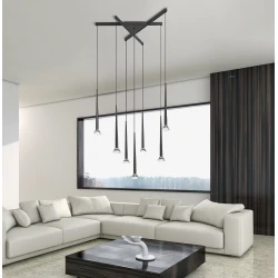 LED Κρεμαστό Φωτιστικό Μαύρο 7/Φωτο 44W CRI93 Rina - VIOKEF