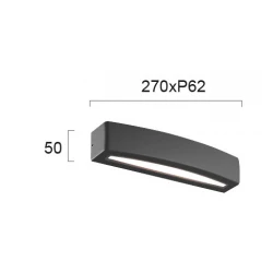 LED Απλίκα Ανθρακί 12W 371Lm 3000K IP54 RIO- Viokef