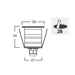 LED Χωνευτό Φωτιστικό Τοίχου Λευκό - 1W 95Lm IP67 ROYAL VIOKEF