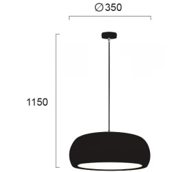LED Κρεμαστό Φωτιστικό Σε Μαύρο Χρώμα 24W 2400Lm 3000K SALI - Viokef
