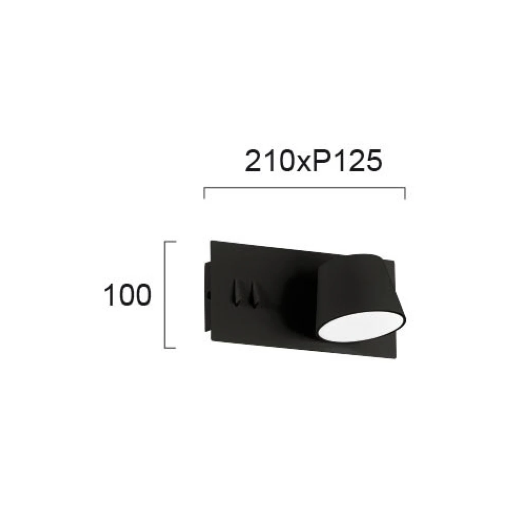 LED Μεταλλική Απλίκα Σε Μαύρο Με Δύο Διακόπτες 6W + 12W SAM - VIOKEF