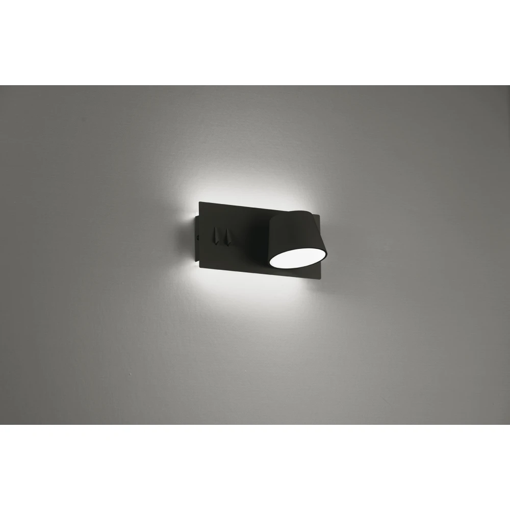 LED Μεταλλική Απλίκα Σε Μαύρο Με Δύο Διακόπτες 6W + 12W SAM - VIOKEF