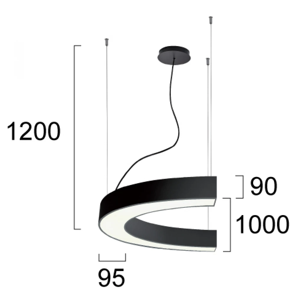 LED Κρεμαστό Φωτιστικό D:1000 37W SEMI VIOKEF