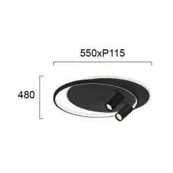 LED Πλαφονιέρα Μαύρη Μεταλλική 61W SMART VIOKEF