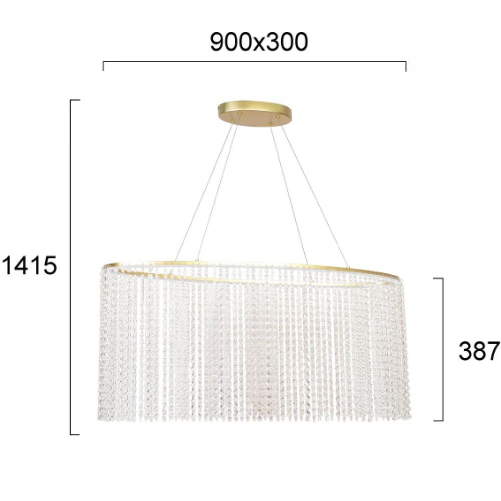 Κρεμαστό Φωτιστικό Χρυσό Με Κρύσταλλα LED 38W L:900 Sol Viokef