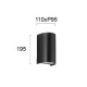 Απλίκα Μαύρη PC/ABS IP65 2xGU10 SPIRIT Viokef
