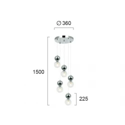 Κρεμαστό Φωτιστικό Πολύφωτο Μεταλλικό Με Γυαλί 5x G9 LED SYLIA VIOKEF