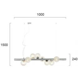 Κρεμαστό Φωτιστικό Ράγα Πολύφωτη Μεταλλική Με Γυαλί 8x G9 LED SYLIA VIOKEF