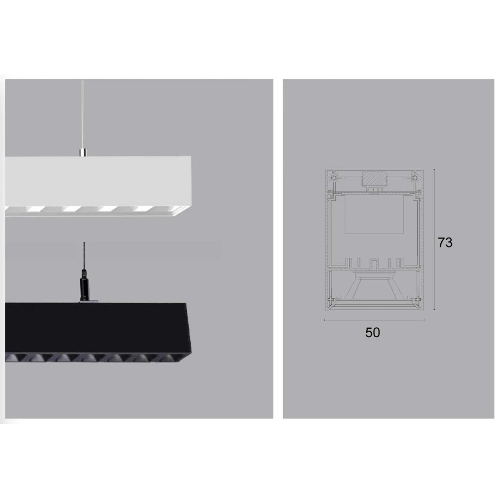 LED Κρεμαστό Γραμμικό Φωτιστικό Σε Μαύρο Χρώμα 36W 1410mm Με Διακόπτη Επιλογής Απόχρωσης Λευκού - TOPLINE VIOKEF