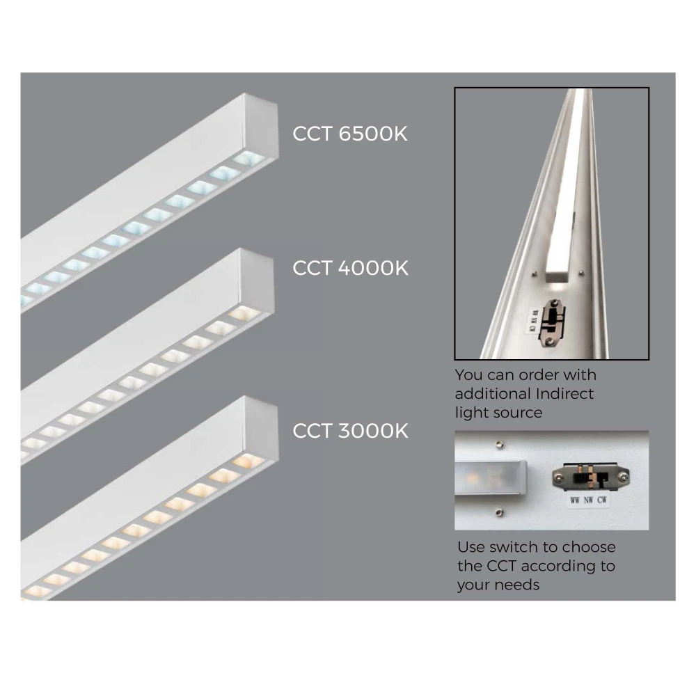 LED Κρεμαστό Γραμμικό Φωτιστικό Σε Μαύρο Χρώμα 36W 1410mm Με Διακόπτη Επιλογής Απόχρωσης Λευκού - TOPLINE VIOKEF