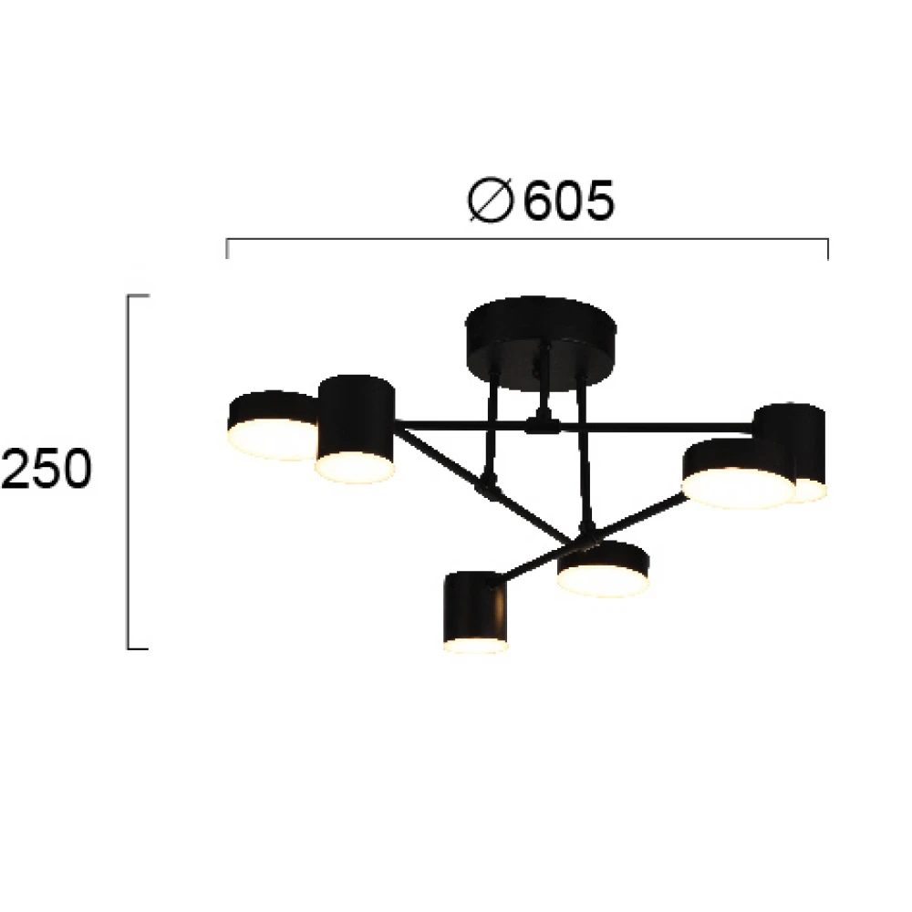LED Φωτιστικό Οροφής Πολύφωτο Μαύρο-Λευκό 30W Dimmable UNO - VIOKEF