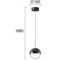 LED Κρεμαστό Μονόφωτο Φωτιστικό Μαύρο 7W CRI 93 Zirea - Viokef
