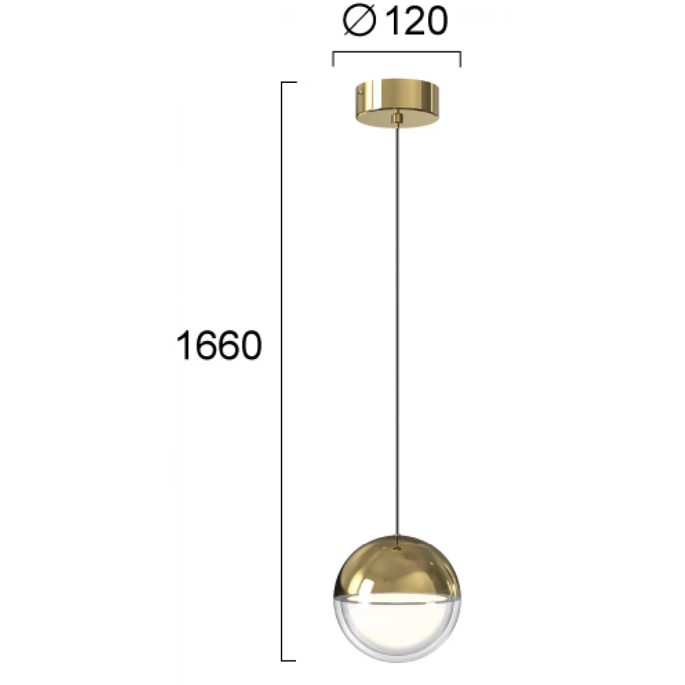 LED Κρεμαστό Μονόφωτο Φωτιστικό Χρυσό 7W CRI 93 Zirea - Viokef