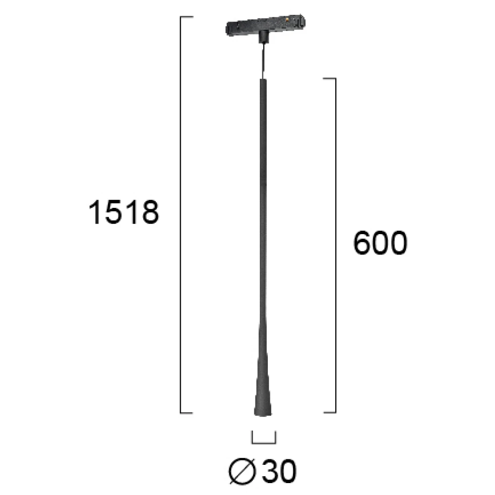 Μονόφωτο Μαύρο για Μαγνητική Ράγα Magnetic 6W 48VDC - VIOKEF