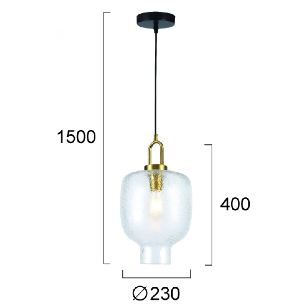 LED Κρεμαστό Φωτιστικό Μονόφωτο Διάφανο  1 x E27 D:230 Oslo - Viokef