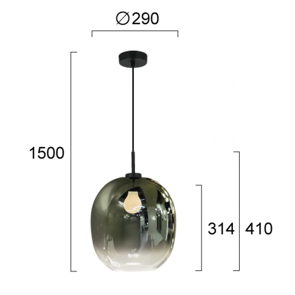 LED Μονόφωτο Φωτιστικό Πράσινο 1 x E27 Mirror Viokef
