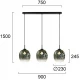 Κρεμαστό Φωτιστικό Ράγα 3 x E27 Mirror - Viokef