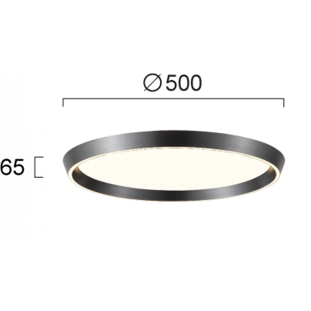 LED Οροφής Μαύρο D:500 46W 3000K/4000K Dimmable Lorissa - Viokef