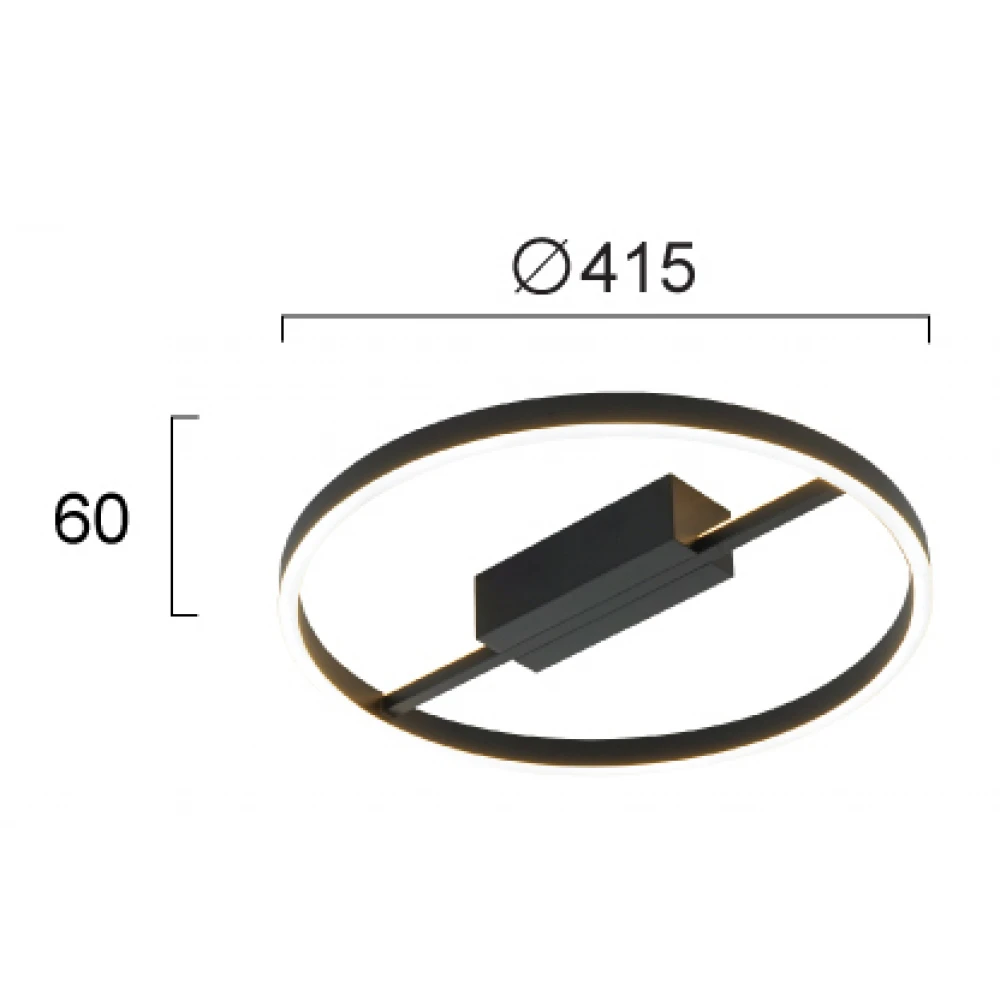 LED Οροφής Μαύρο 29W 3000K L:415 Non-Dimmable Malvina - Viokef