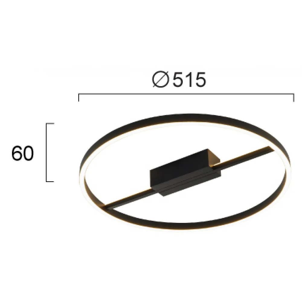 LED Οροφής Μαύρο 36W 3000K L:515 Non-Dimmable Malvina - Viokef
