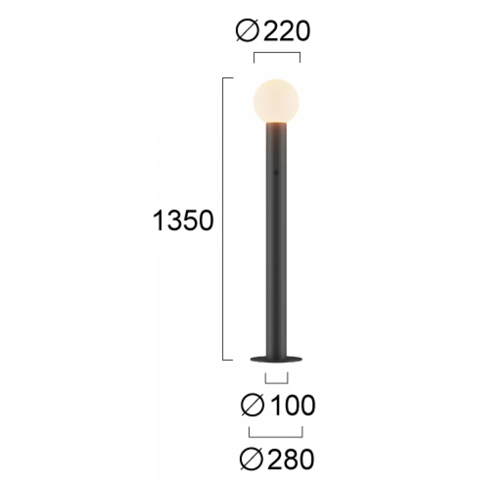 LED Φωτιστικό Δαπέδου Από Γυαλί Μαύρο 22W Dimmable - Ratu - Viokef
