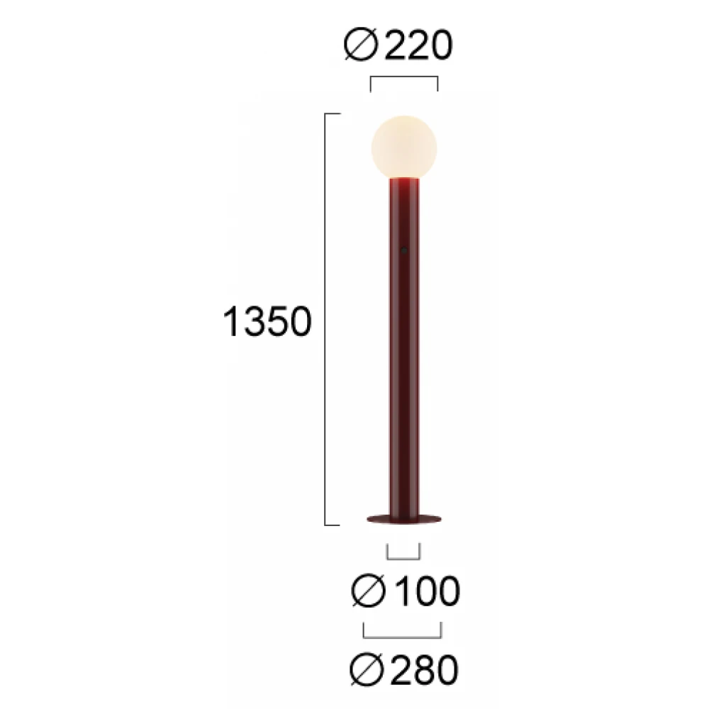 LED Φωτιστικό Δαπέδου Από Γυαλί Μπορντό 22W Dimmable - Ratu - Viokef