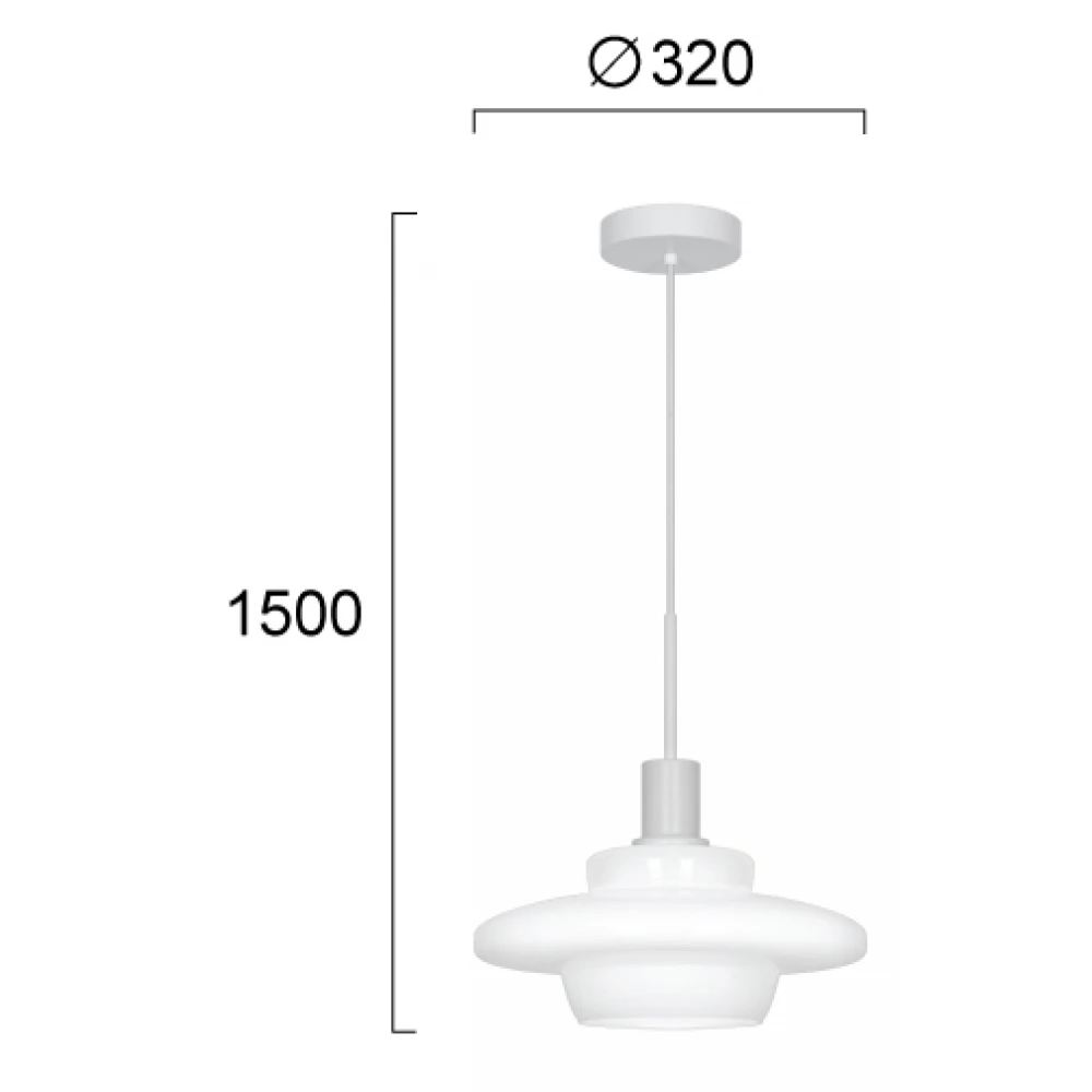 LED Μονόφωτο Φωτιστικό Λευκό 1 x E27 D:320 Frosty Viokef