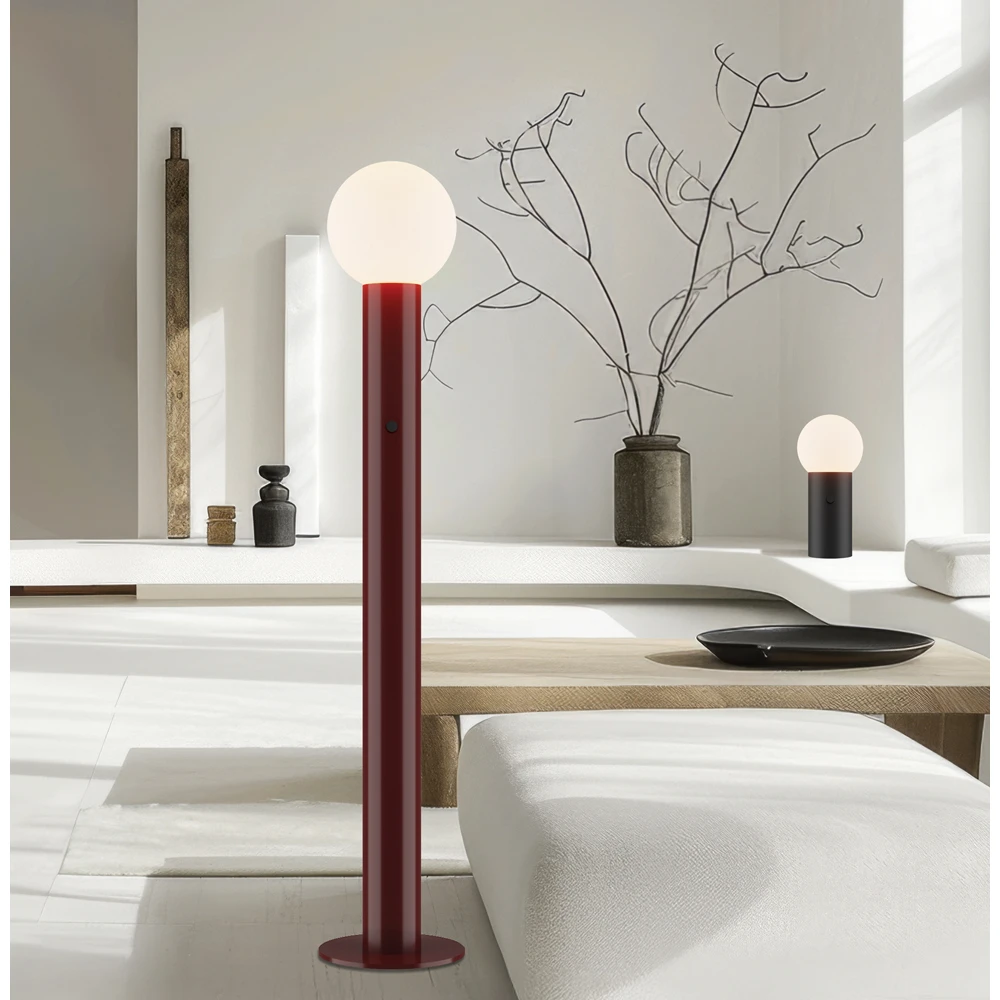 LED Φωτιστικό Δαπέδου Από Γυαλί Μπορντό 22W Dimmable - Ratu - Viokef