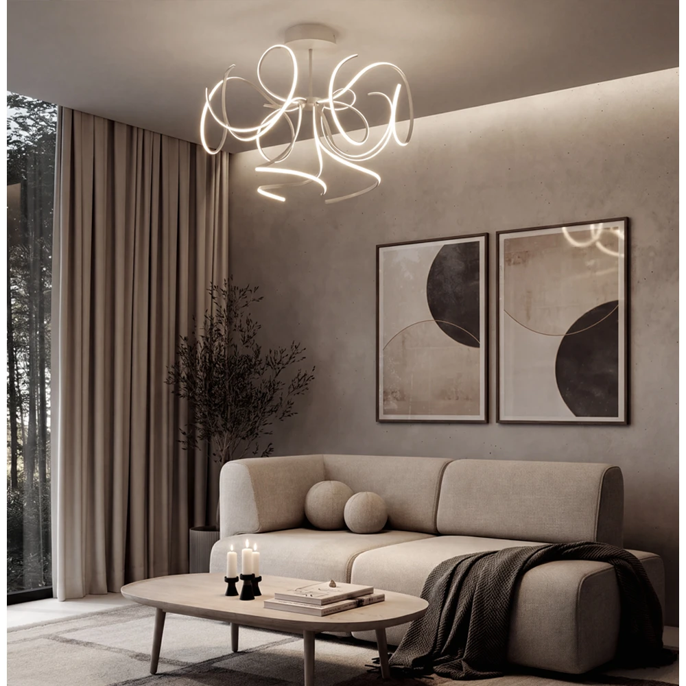 LED Φωτιστικό Οροφής Non-Dimmable Ανοιχτό Καφέ 53W Ivana Viokef