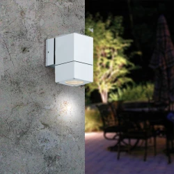 Εξωτερικό Επιτοίχιο Σποτ Αλουμινίου Τετράγωνο Paros Σε Λευκό GU10 IP44 VIOKEF