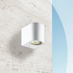 Μεταλλικό Επίτοιχο Φωτιστικό Από Αλουμίνιο H:80 GU10 IP44 Λευκό TILOS VIOKEF