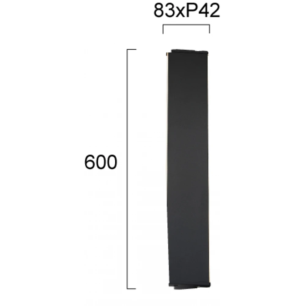 LED Φωτιστικό Τοίχου Εξωτερικού Χώρου H:600 17W IP44 Μαύρο Arizona - VIOKEF