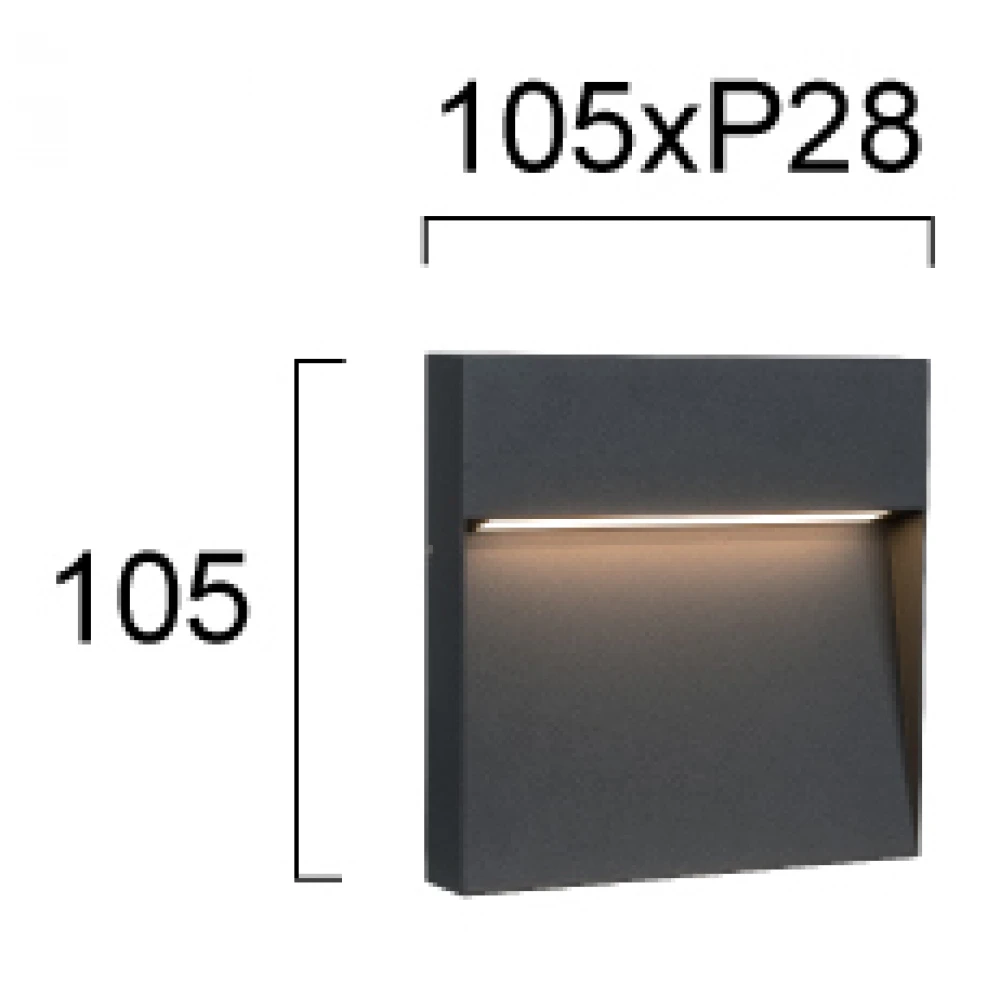 ΕΠΙΤΟΙΧΙΟ ΦΩΤΙΣΤΙΚΟ ΕΞΩΤΕΡΙΚΟΥ ΧΩΡΟΥ 4W 3000K SQUARE LESA VIOKEF