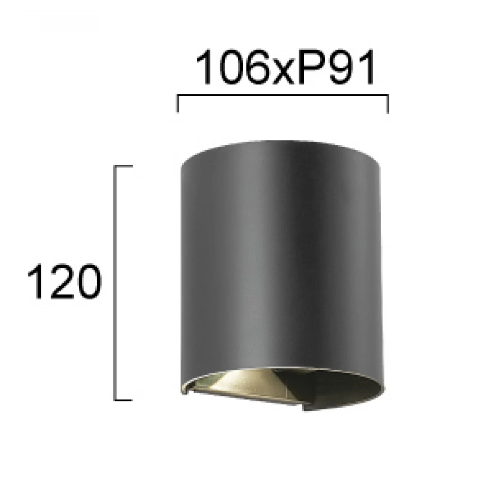 Aπλίκα Aνθρακί LED 3W IP65 L:106 Round Greg - Viokef