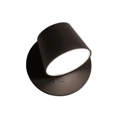 LED 6W Επίτοιχο Φωτιστικό Με Διακόπτη Σε Μαύρο Χρώμα Ø120 Kim VIOKEF