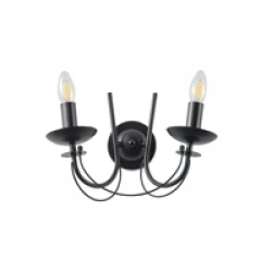 ΑΠΛΙΚΑ TOIXOY ΜΕΤΑΛΛΙΚΗ ΔΙΑΦΑΝΕΣ ΓΥΑΛΙ 2XE27 Max 15w 320X300mm ΜΑΥΡO ARTE ILLUMINA KRISTALLO