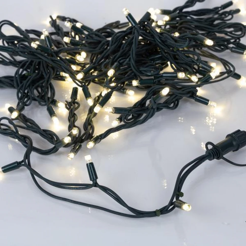 100 LED Σε Σειρά Με Καπάκια Και 3 Επέκτάσεις Ως 9 Σετ, Καουτσούκ Πράσινο Καλώδιο Αδιάβροχα IP67 - DAYLIGHT LED
