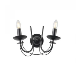 ΑΠΛΙΚΑ TOIXOY ΜΕΤΑΛΛΙΚΗ ΔΙΑΦΑΝΕΣ ΓΥΑΛΙ 2XE27 Max 15w 320X300mm ΜΑΥΡO ARTE ILLUMINA KRISTALLO