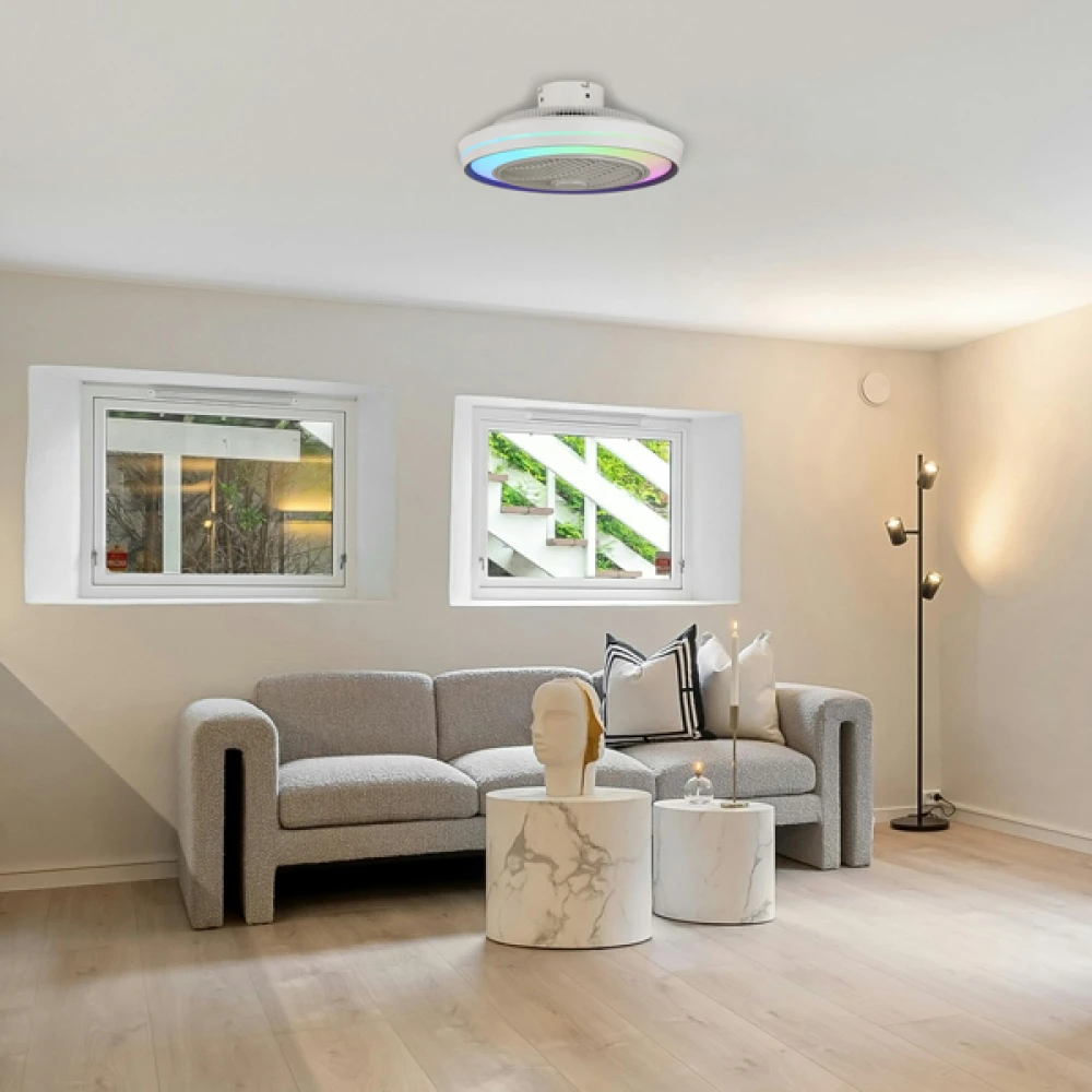 ΑΝΕΜΙΣΤΗΡΑΣ ΠΛΑΦΟΝΙΕΡΑ ΟΡΟΦΗΣ ΛΕΥΚΟΣ-ΓΚΡΙ RGB Φ51 DC 20W EUROLAMP